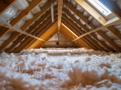 Attic flex duct and insulation in a Melbourne eastern suburbs home