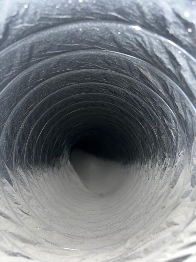 Dust buildup inside a flex duct in a Sutherland Shire home